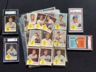 1963 Fleer Baseball Complete Set Of 66 Overall Ex To Nm - W/ Checklist Psa 8 Oc