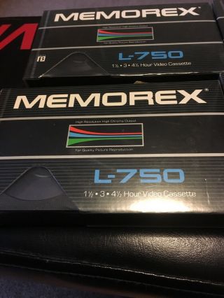MEMOREX L750 Blank Beta Video Cassettes Four Tapes (4) and 2
