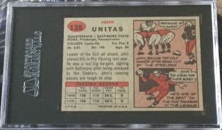 1957 Topps Football 138 Johnny Unitas RC (HOF) - SGC 4 VG - EX - CENTERED & SHARP 2