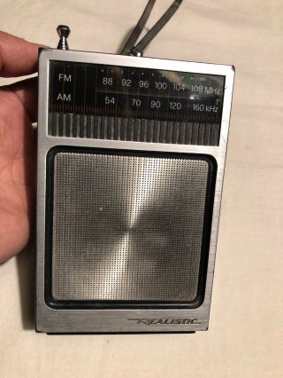 Radioshack Realistic Am Fm Radio 1970s No 12 - 719 Pocket Receiver Vintage