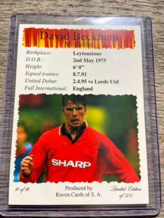 1995 Raven Red Devils Manchester U Limited Edition /500 10 David Beckham Rc 2