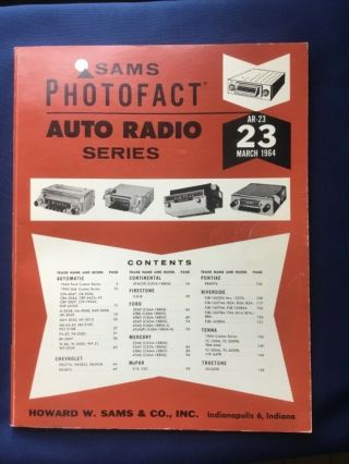 Sams Photofact Auto Radio Series Volume Ar 23 March 1964