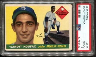 1955 Topps 123 Sandy Koufax Psa 2 Hof Brooklyn Dodgers