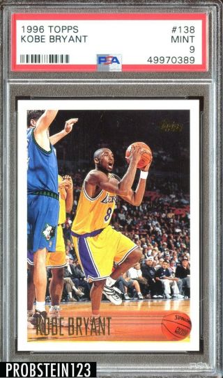 Kobe Bryant 1996 - 97 Topps Basketball 138 Rookie Rc Psa 9 Lakers Hof