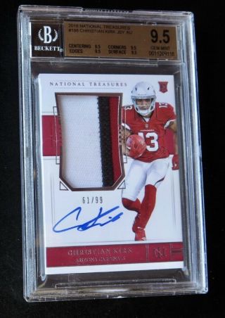Christian Kirk 2018 National Treasures Autograph Auto Patch Rookie Bgs 9.  5 /99