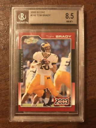 2000 Score Tom Brady Rc Rookie Card 316 Bgs 8.  5