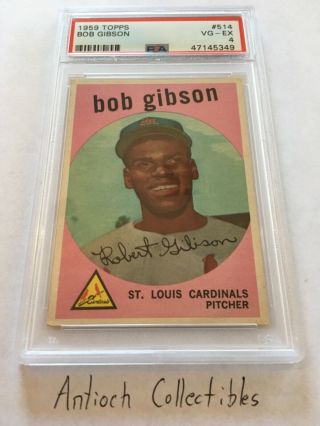 Psa 4 1959 Topps 514 Bob Gibson Hof Rc Rookie Cardinals Vg - Ex