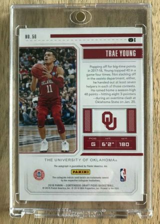 Trae Young 2018 - 19 Panini Contenders Cracked Ice RC Auto Hawks Var C 17/23 2