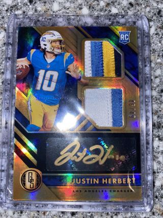 Justin Herbert 2020 Panini Gold Standard Rpa 4 Color D 34/49 Sp Chargers Rookie