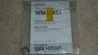 Sony Walkman Model Wm - Gx51 Radio Cassette Recorder Operating Instructions
