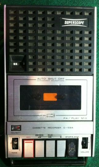 Superscope Cassette Recorder Player C103a With Power Cord