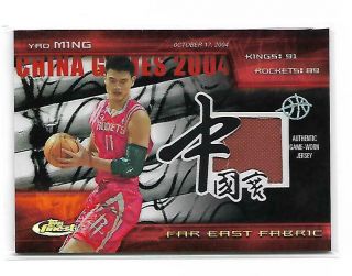 Yao Ming 2004 - 05 Topps Finest Far East Fabrics Game Worn Jersey Refractor 46/50