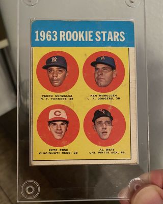 1963 Topps Pete Rose Cincinnati Reds Rookie Stars 537 Baseball Card Ungraded