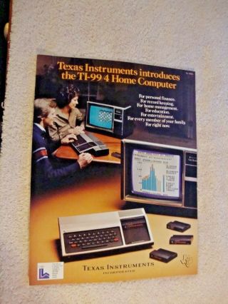 1979 Texas Instruments Ti - 99/4 Home Computer 10 Page Brochure Pamphlet