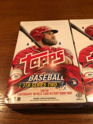 (2) 2018 Topps Baseball Series Two Factory Hobby Box 36 Packs Per Box