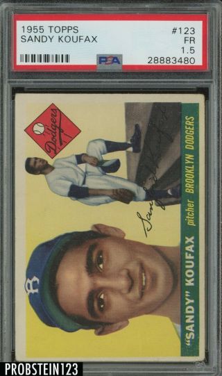 1955 Topps 123 Sandy Koufax Brooklyn Dodgers Rc Rookie Hof Psa 1.  5