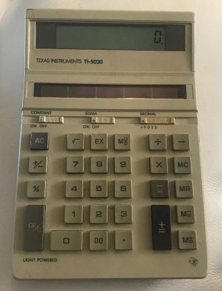 Vintage Texas Instruments Ti - 5020 Light Powered Electronic Calculator -