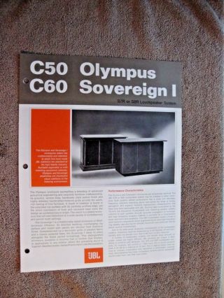 1973 Jbl Olympus C50 Sovereign I C60 Speakers 2 Sided Page Brochure Pamphlet