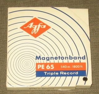 Agfa Magnetonband Pe 65 5 - Inch 1800 Ft Triple Record Tape Reel - To - Reel Tape