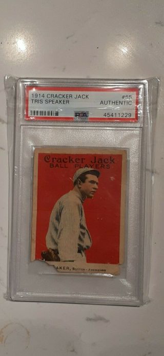 1914 Cracker Jack 65 Tris Speaker Hof Psa