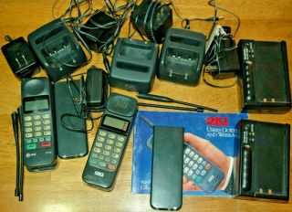 Vintage Oki 900 Series And At&t Cellular Phones Batteries Chargers Ac Adapters,