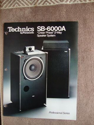 1970s Technics Sb - 6000a Linear Phase Speaker System 2 Page Brochure Pamphlet
