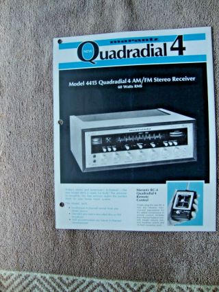 1970s Marantz Quadradial 4 Stereo Receiver 3 Page Brochure Pamphlet
