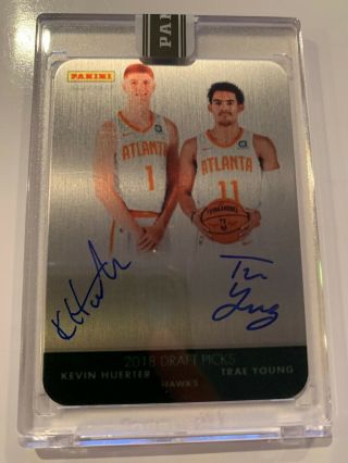2018 - 19 Panini Instant Metal Trae Young Kevin Huerter Next Day Auto 8/10 Rc Rps