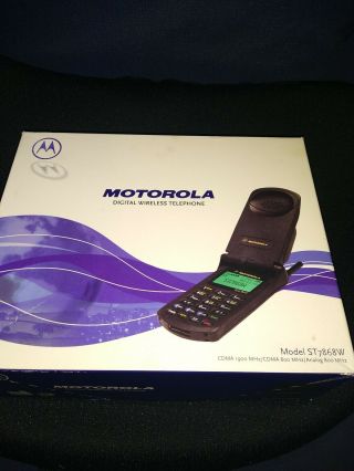 Vintage Motorola Startac St7868w Verizon Dual Band Flip Cell Phone W/ Charger