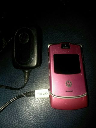 Vintage Flip Phone Motorola Razr V3m - Pink (verizon) Cellular Phone