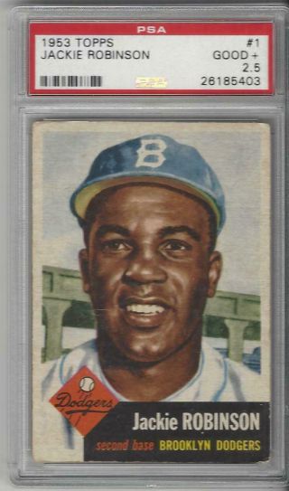1953 Topps Baseball Card 1 Jackie Robinson Graded Psa 2.  5 Brooklyn Dodgers