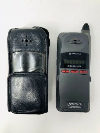 Vintage Motorola Micro T - A - C Lite Ii Cell Phone W/ Case Ss19