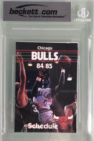 Michael Jordan Rookie 1984 - 85 Chicago Bulls Pocket Schedule BGS 9 2