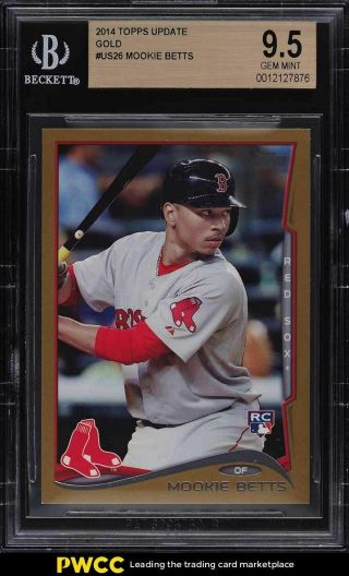 2014 Topps Update Gold Mookie Betts Rookie Rc /2014 Us26 Bgs 9.  5 Gem