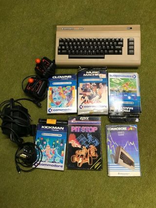 Vintage Commodore 64 Keyboard Computer Joysticks,  Power Supply Manuals,  Games