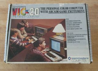 Commodore Vic - 20 Personal Home Computer With Box,  Power Rf,  & Guide
