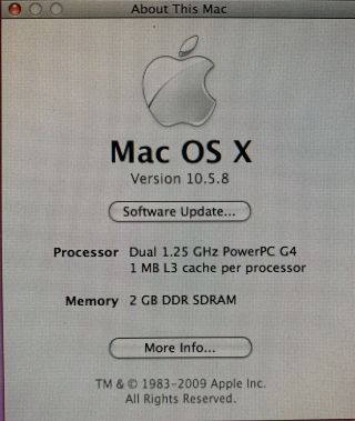 Apple Power Mac FW800/MDD G4 DP1.  25GHz 2GB RAM 500GB HD OSX 10.  5.  8 with Speakers 2