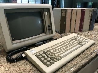 Ibm Monitor And Keyboard,  Vector Computer,  And Manuals.