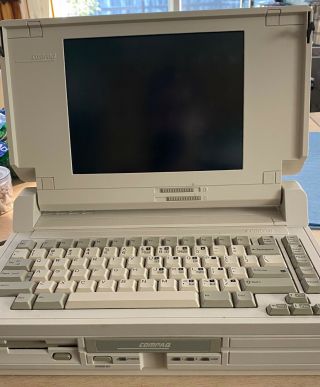 Vintage Compaq Slt/286 Portable Computer With Case And Power Supply