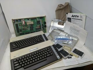 Pair (2) Unfinished Vintage Atari 800xl Computers W/ 3 Pokey Chips,  Paperwork