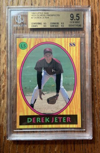 Derek Jeter 1992 Little Sun High School Bgs 9.  5 Gem All Subs 9.  5