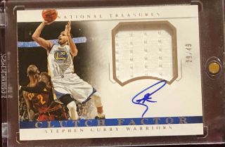 Stephen Steph Curry 2015 National Treasures On Card Auto Game Worn Jersey 29/49