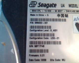 Hard Drive Disk Seagate U4 ST34311A 4.  3GB 9M9002 - 001 UDB - 01 6.  01 B_4631 2