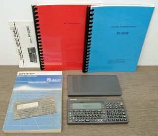 Sharp Pc - E500 Pocket Computer W/case,  Ce - 2h64m Ram 64 Card & Manuals -