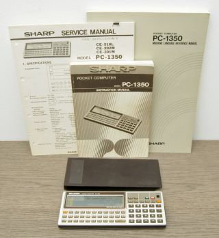 Sharp Pc - 1350 Pocket Computer W/case,  Ce - 202m Ram 16 & Manuals - &