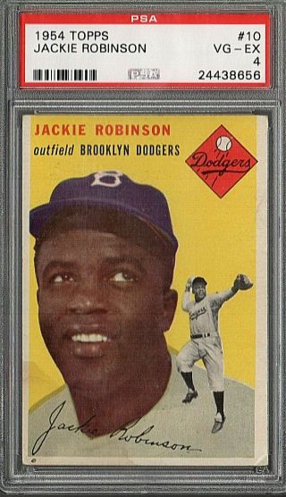 1954 Topps Baseball 10 Jackie Robinson Psa 4 Vg - Ex Hof Brooklyn Dodgers