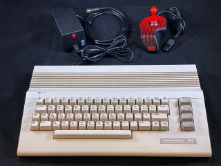 Commodore 64c Computer - Cleaned & W/ C64psu Power Supply & Joystick