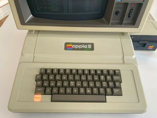 Vintage Apple II Plus Computer,  Monitor III,  Disk,  Loaded - & 2