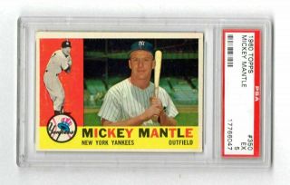 1960 Topps Mickey Mantle York Yankees 350 Psa 5 Ex Older Grade