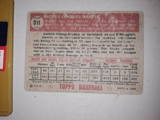 1952 Topps 311 MICKEY MANTLE Rookie York Yankees PSA ?AUTHTCT Novelty Card 2